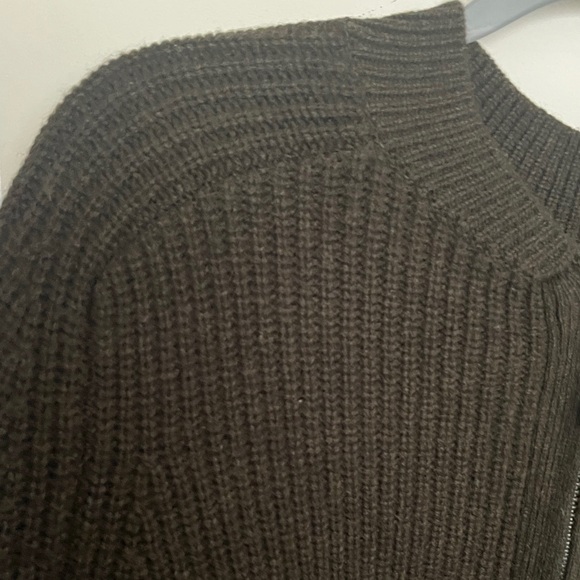 L, Orvis, Ribbed, Lambswool, Zip-Up Sweater, Expresso - Picture 4 of 5